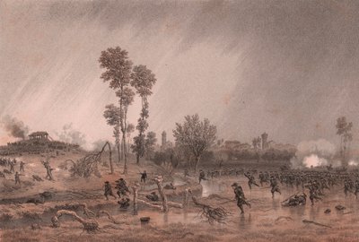 Čtvrtá piemontská divize generála Cialdiniho během útoku v bitvě u Palestra v Lombardii od William M. Timlin