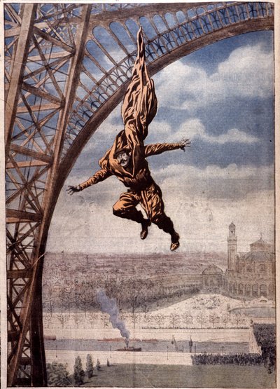 Franz Reichelt zemřel při testování svého "padákového kabátu" z Eiffelovy věže od Unbekannter Künstler