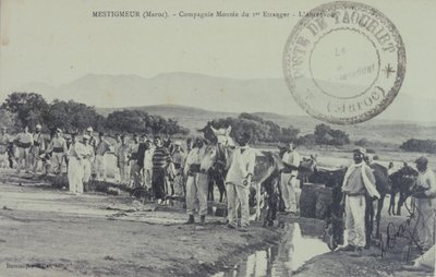 Francouzští legionářští koloniální vojáci na hlídce u pohoří Atlas, Maroko. pohlednice 1909 od Unbekannter Künstler