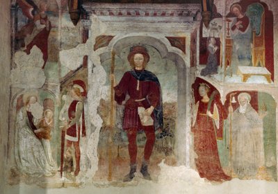 Freska zobrazující Johanku z Arku, svatyni Panny Marie Božské lásky z Fontany, Casalmaggiore, Lombardie, Itálie od Benjamin Baud