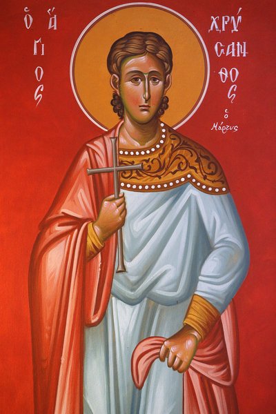Freska v kostele svatého kříže, Pedoulas. Saint Chrysanthos, 20150510, Pedoulas, Kypr od Unbekannt