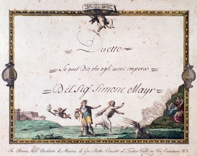 Frontispis duetu If ten bůh, který vládne hvězdám od Giovanni Simone Mayr. od Unbekannter Künstler