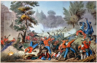 GARIBALDINI NA SESSA COMBAT 1860 (tisk) od Unbekannter Künstler