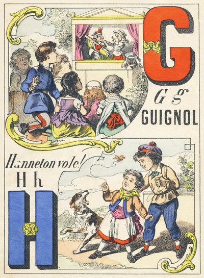 G H: Guignol, hraboš Hanneton! - Abeceda her, kolem roku 1890 (ilustrace) od Unbekannt