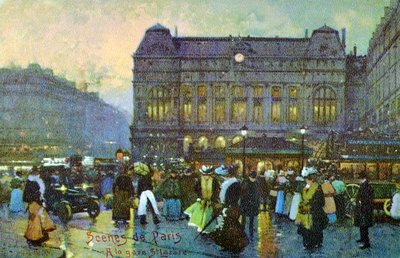 Gare St Lazare, Paříž, kolem roku 1900. od Unbekannter Künstler