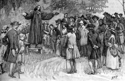 George Whitefield káže v koloniích od Unbekannter Künstler