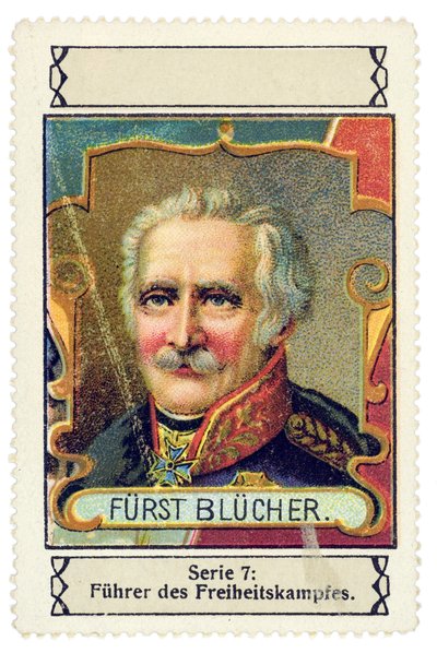 Německá známka s podobiznou Gebharda Leberechta von Bluchera (1742-1819), německého velitele v bitvě u Waterloo. Chromolitografická řada "Fuhrer des Freiheitskampfes", začátek 20. od Unbekannter Künstler