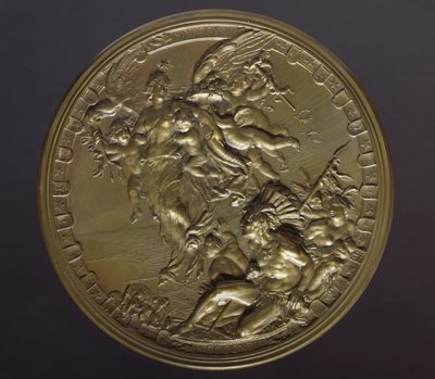 Zlacená bronzová medaile k 400. výročí objevení Ameriky (1492-1892) od Benjamin Baud