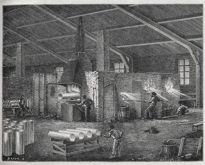 Sklářství, asi 1880 (rytina) od Unbekannter Künstler