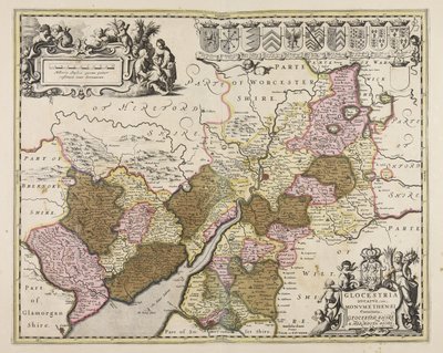 Glocestria ducatus cum Monumethensi comitatu  Glocester Shire amp; Monmouth Shire od Unbekannter Künstler