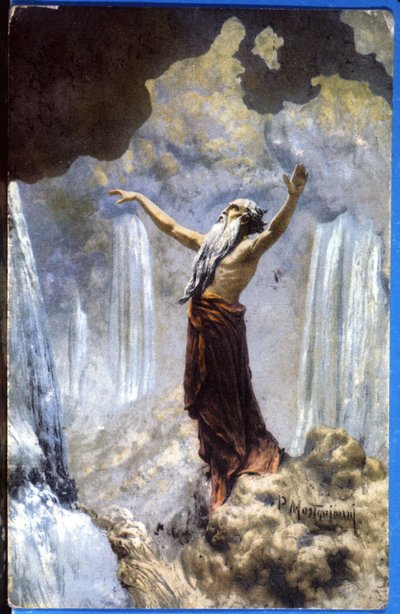 Bůh tvoří vody, asi 1914 (pohlednice) od Unbekannter Künstler