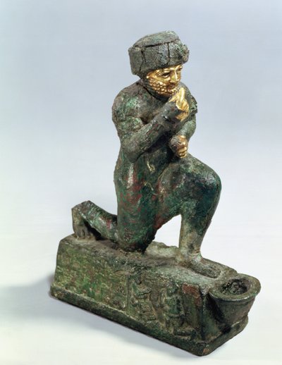 Hammurabi, král Babylonu, se modlí před posvátným stromem, kolem roku 1750 př.nl (bronz a zlato) od Unbekannt