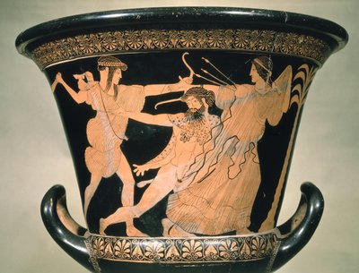 Herakles bojující, detail z attického červeného kalicha-krateru, 5. století př. n. l. (keramika) od Unbekannt
