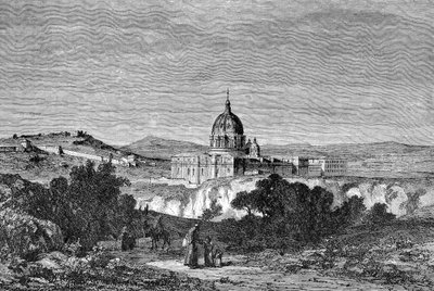 Historie starověkého Říma. Řím rytiny baziliky sv. Petra z roku 1872 a vatikánských paláců od Unbekannt