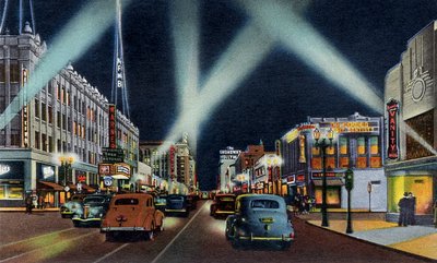 Hollywood Boulevard yöllä Kaliforniassa od Unbekannter Künstler