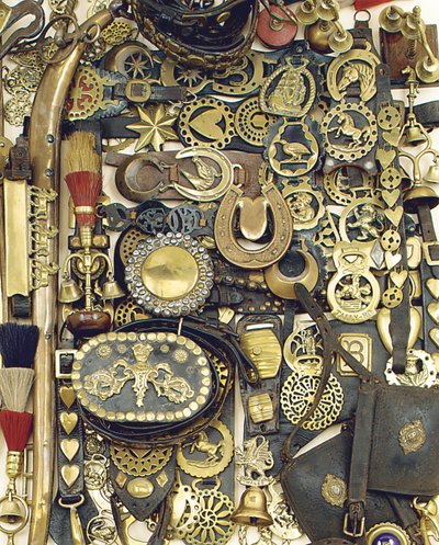 Koňské mosazné maskáče a kožené martingaly, konec 19. / začátek 20. století od Unbekannt