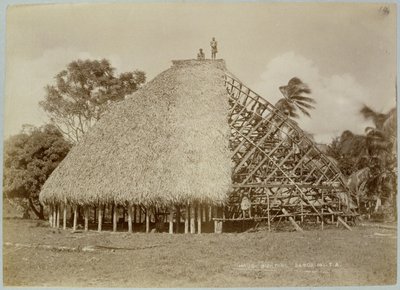 House Building v Samoa, kolem roku 1875 (sépiová fotografie) od Unbekannt