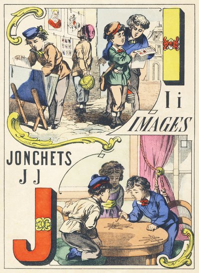 I J : images, jonchets - Games Alphabet, c.1890 (ilustrace) od Unbekannt