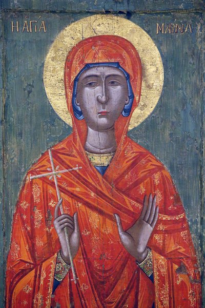 Ikona v byzantském muzeu Pedoulas: Saint Marina (18. století), 20150510, Pedoulas, Kypr od Unbekannt