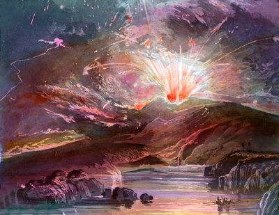 Huhtikuussa 1902 Mount Peleen tulivuori purkautui Martiniquen saarella od Unbekannter Künstler