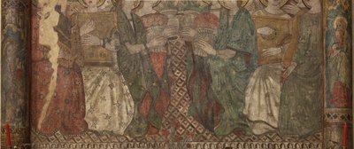 Interiér. Severní přechod. Oltář (Altar de las pinturas murales). Originál z hlavní kaple. Nástěnné malby (fresky?). Detail. Konec 14. století. od Unbekannt
