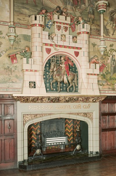 Interiér, detail krbu, Cardiff Castle, Wales, cca 1875 (foto) od Unbekannt