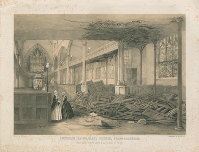Interiér Walsall Church - tónovaná litografie, [říjen 1847] od Unbekannt