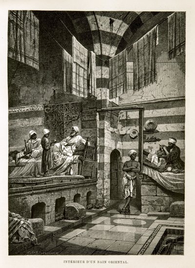Vnitřní pohled na orientální lázeň Ilustrace z Atlasu Egypta od Unknown