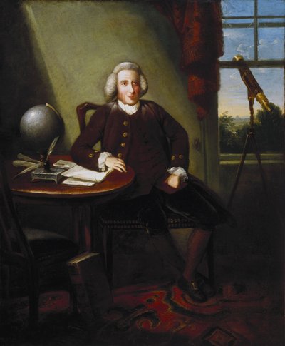 James Ferguson (1710-1776), britský astronom a umělec (malíř), ve své studii od Unbekannter Künstler
