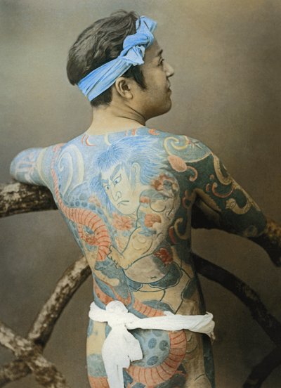 Japonec s tetováním, asi 1910 (foto) (viz také 398199) od Unbekannter Künstler