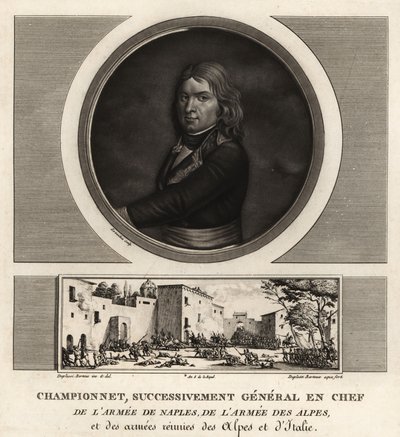 Jean Etienne Vachier Championnet, vrchní generál armády Neapole, Alp, Itálie od Unbekannt