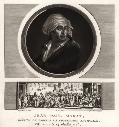 Jean Paul Marat, zástupce Paříže v Národním shromáždění, zavražděn v roce 1793 od Unbekannt