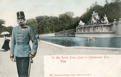 Císař František Josef v zámeckém parku Schönbrunn od Unbekannter Künstler