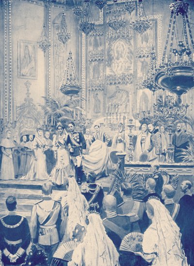 Sňatek španělského krále Alfonse s princeznou Viktorií od Unbekannter Künstler