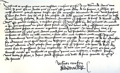 Dopis krále Edwarda IV Františkovi II., vévodovi z Bretaně, s žádostí o pomoc při obnově jeho království, napsaný v Saint-Pol, 9. od Unbekannt