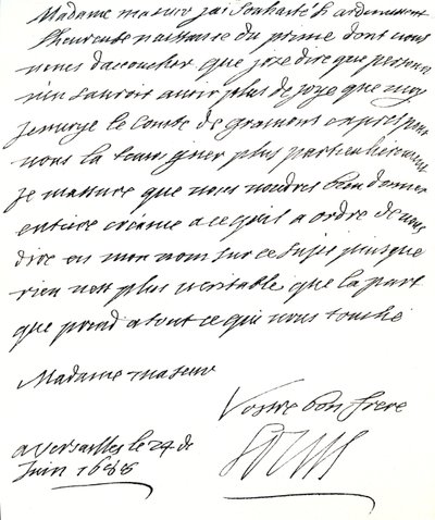 Dopis Ludvíka XIV. Marii z Modeny, v němž jí blahopřeje k narození prince, Jamese Edwarda, prince z Walesu od Unbekannt