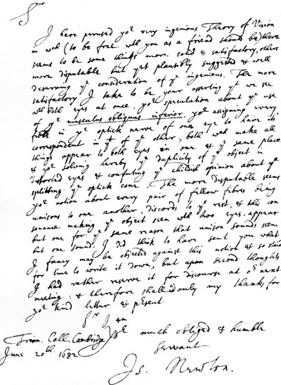Dopis sira Isaaca Newtona Williamu Briggsovi, MD, napsaný z Trinity College, Cambridge, 20. června od Unbekannt