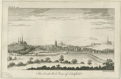 Lichfield - South West View: rytina, nd [c 1764] od Unbekannt