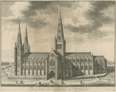 Katedrála Lichfield - South View: rytina, nd [c 1730] od Unbekannt