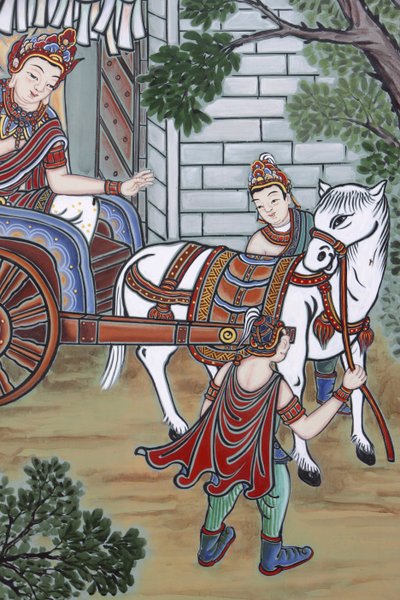 Život Buddhy Ve věku 29 let opustil Siddhártha svůj palác, aby se setkal se svými poddanými, Soulem, Coree du Sud od Unbekannt