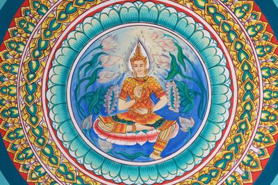 Život Buddhy. Stropní umělecká díla zobrazující život Buddhy. Wat Inpeng. Vientiane. Laos, 20151029, Vientiane, Laos od Unbekannt
