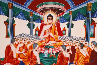 Život Buddhy Vyučování shromáždění arahantů, Siem Reap, Kambodža od Unbekannt