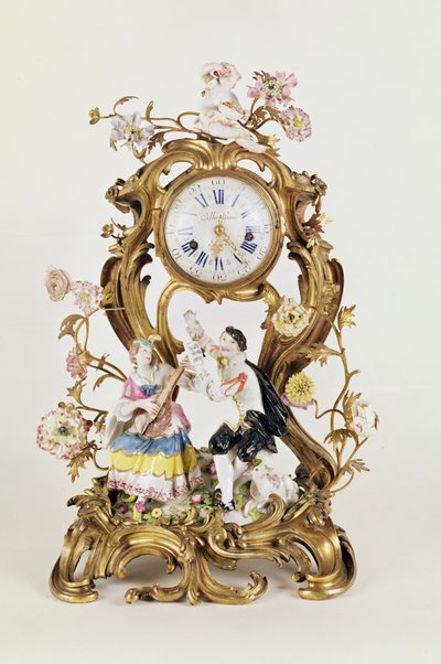 Ludvíka XV ormolu a porcelánové hodiny s figurkami Míšně od Unbekannt