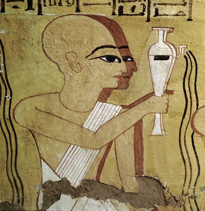 Luxor Théby: Deir el Medineh, nekropole řemeslníků. Kněží praktikující očistu. Hrobka z 19. dynastie. od 