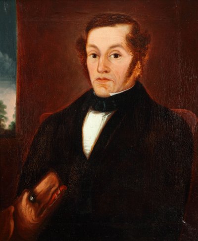 Muž se psem a motýlkem 1825 (olej na plátně) od Unbekannter Künstler