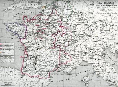 Mapa Francie za Karla VII. a po vyhnání Angličanů v letech 1422-1461 (Mapa Francie za Karla VII.) Deska z Houzova "Atlasu Universel". od Unbekannter Künstler