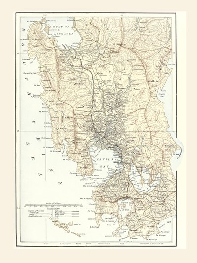 Mapa Manily, Filipín a válečného sídla během španělsko-americké války v roce 1898. od Unbekannt