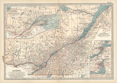 Mapa Quebecu, Kanada, kolem roku 1900 (rytina) od Unbekannter Künstler