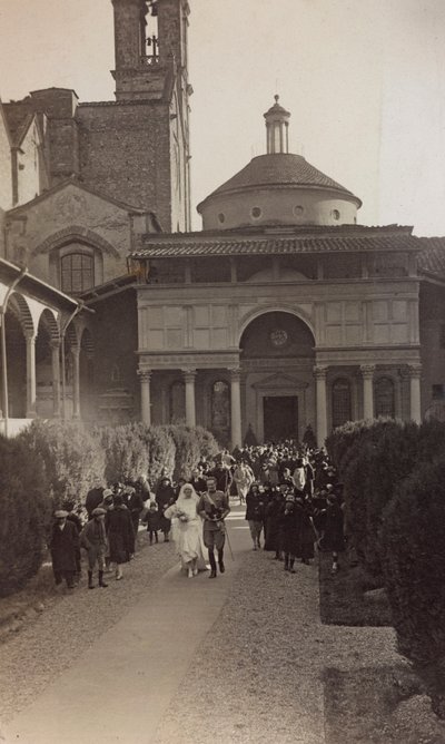 Svatba v kapli Pazzi v prvním křížovém chodbě baziliky Santa Croce ve Florencii od Unbekannter Künstler