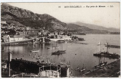 Monte Carlo (Monte-Carlo): Pohled na město z Monaka - pohlednice konec 19.-20. od William M. Timlin